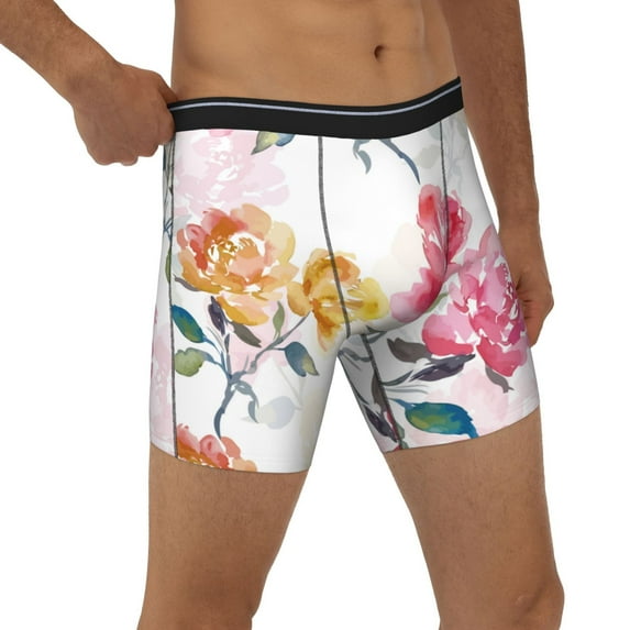 Rocae Colorful Flowers for Stretch Moisture-Wicking Underwear,Men's Underwear Boxer Briefs XX-Large