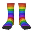 thumbnail image 1 of Rocae Colorful Glitter Rainbow for Girls Boys Crew Socks,Children's Socks, Kids Socks, Toddler Socks: Daily Wear with Kids School Uniform, 1 of 5