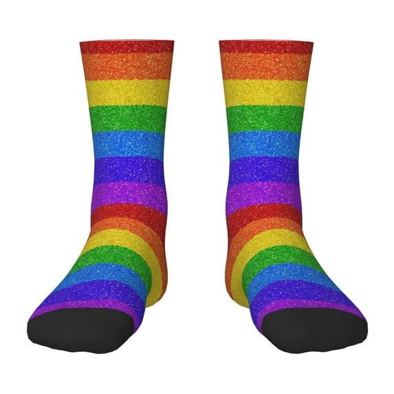 Rocae Colorful Glitter Rainbow for Girls Boys Crew Socks,Children's Socks, Kids Socks, Toddler Socks: Daily Wear with Kids School Uniform