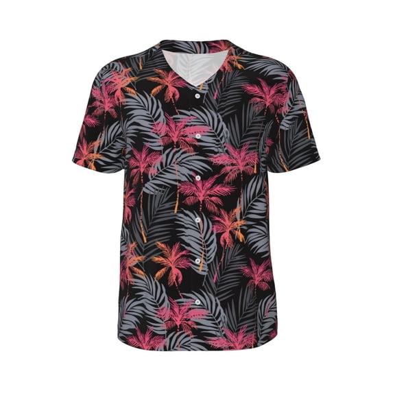 Rocae Colorful Hawaii Palms for Breathable Men's Baseball T-Shirt Fashionable Casual Baseball Jersey, Moisture-wicking Sportswear Medium