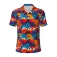thumbnail image 1 of Rocae Colorful Hawaii Palms for Men's Short Sleeve Polo Shirt, Quick Drying Performance Moisture Wicking Sports Men's Golf Shirt XX-Large, 1 of 9