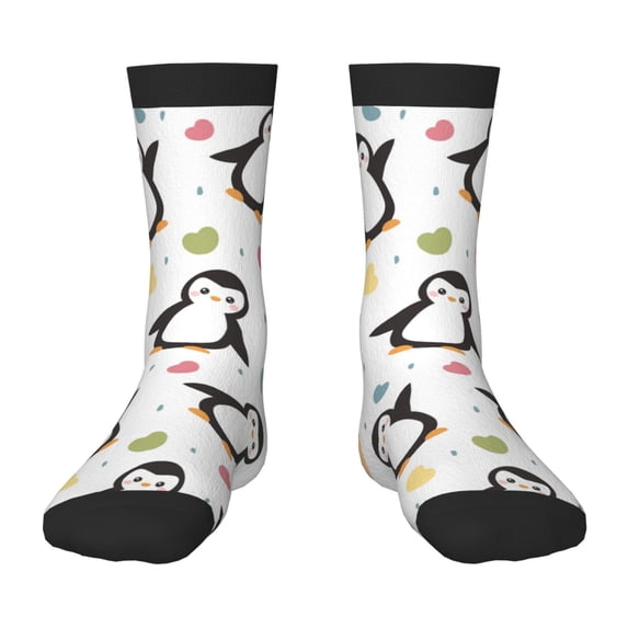 Rocae Colorful Hearts Penguin for Girls Boys Crew Socks,Children's Socks, Kids Socks, Toddler Socks: Daily Wear with Kids School Uniform