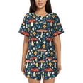 thumbnail image 1 of Rocae Colorful Mushrooms for Two Piece Sleepwear Pajamas Sets for Women Soft Short-Sleeved Pjs with Lounge Shorts 3X-Large, 1 of 9