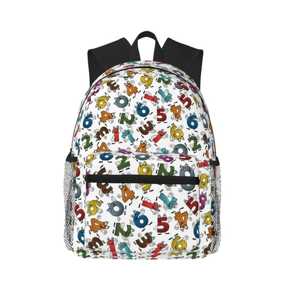 Rocae Colorful Numbers for Lightweight Casual Backpack Travel Hiking Backpack Carry On Laptop Backpack