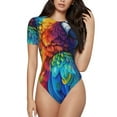 thumbnail image 1 of Rocae Colorful Parrot Jungle Dream for One Piece Round Neck Short Sleeve Bodysuits for Women Casual Basic Bodysuit Daily Jumpsuit T Shirts-Medium, 1 of 7