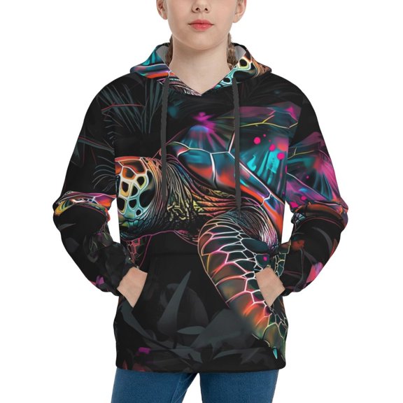 Rocae Colorful Plant Turtle A for Hoodie for Boys Sweatshirts for Teen Girls Youth Hoodie-Small