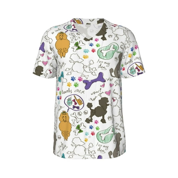 Rocae Colorful Poodle Dog for Breathable Men's Baseball T-Shirt Fashionable Casual Baseball Jersey, Moisture-wicking Sportswear Large