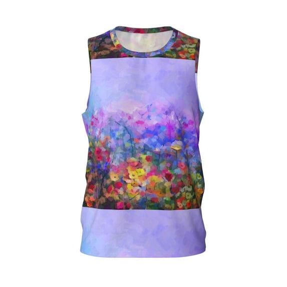 Rocae Colorful Purple Cosmos Flower for Men's Basketball Jersey Lightweight and Breathable Athletic Tank Top,Quick-Drying Sports Jersey 3X-Large