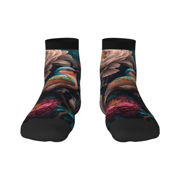Rocae Colorful Rose Bird for Premium Adult Socks,Comfortable, Breathable, and Durable Socks, Perfect for Everyday Wear