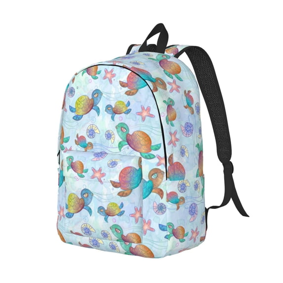 Rocae Colorful Sea Turtle for Durable Canvas Backpack Leisure Large Bag Travel Rucksack Multi-function Backpack Small