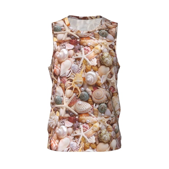 Rocae Colorful Seashells for Men's Basketball Jersey Lightweight and Breathable Athletic Tank Top,Quick-Drying Sports Jersey Small