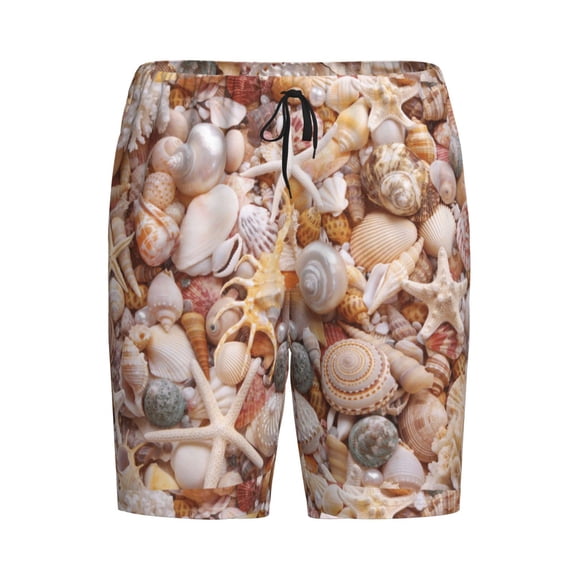 Rocae Colorful Seashells for Men's Soft Sleep Pajama Shorts, Waistband and Pockets