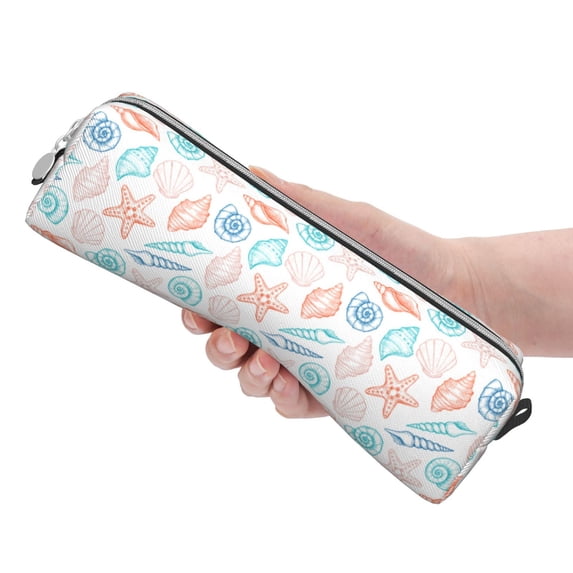 Rocae Colorful Seashells1 for Pen and Marker Pouch with Zipper for Men and Women, Stationery Bag Pen Holder for Work and Office