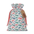 thumbnail image 1 of Rocae Colorful Shark for Christmas Drawstring Linen Gift Bag with Drawstrings Treat Bag Goody Present Bags for Christmas Party Favor-Medium, 1 of 9