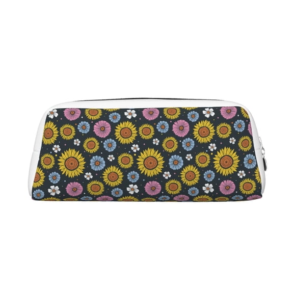Rocae Colorful Sunflowers for Multifunctional Pen Organizer with Zipper Closure, Ideal for Tools, Gadgets, Cosmetics, Stationary,Travel Accessary