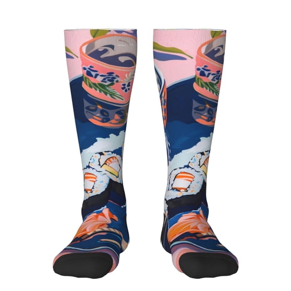 Rocae Colorful Sushi Food Art for Novelty Casual compression Socks For Women Men Contrast Color Stockings