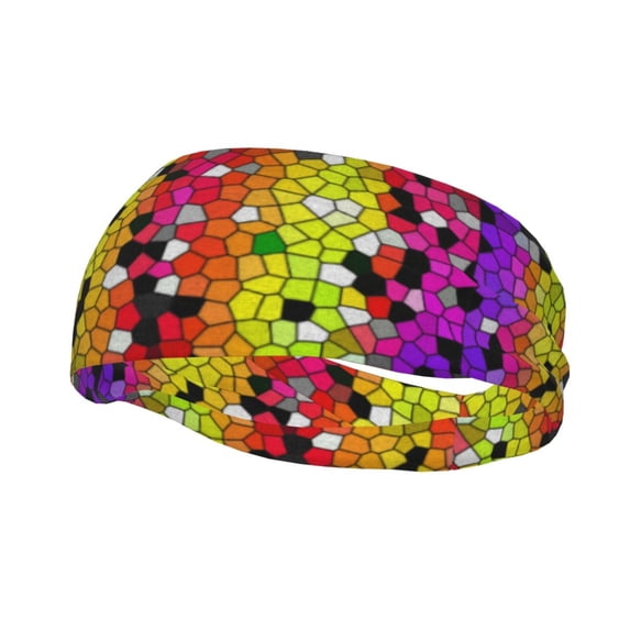 Rocae Colorful Tie Dye Stained Glass 1 for Sweatbands Sports Headband for Men and Women,Fashion Sweat Bands Headbands for Running,Cycling,Football, Yoga, Fitness