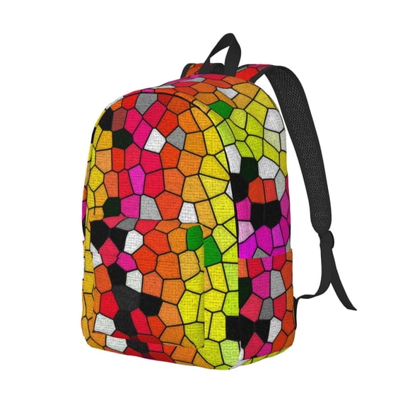 Rocae Colorful Tie Dye Stained Glass 1 for Durable Canvas Backpack Leisure Large Bag Travel Rucksack Multi-function Backpack Medium