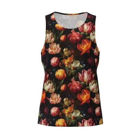 Rocae Colorful Tulips for Men's Workout Tank Top Men's Running Tank Top Dry Fit Athletic Workout Tank TopsMedium