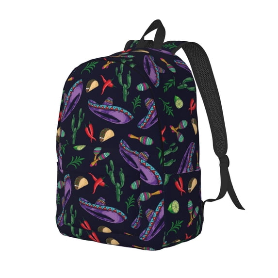 Rocae Colorful Vintage Cactuses for Canvas College Laptop Backpack for Men Women-Medium