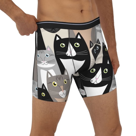 Rocae Colors Cats for Stretch Moisture-Wicking Underwear,Men's Underwear Boxer Briefs Medium