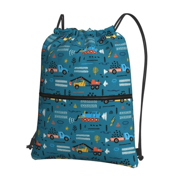 Rocae Construction Trucks for Drawstring zipper Backpack Gym Backpack Bag for Men and Women