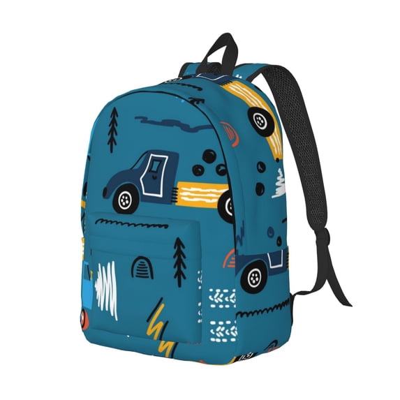 Rocae Construction Trucks for Durable Canvas Backpack Leisure Large Bag Travel Rucksack Multi-function Backpack Medium