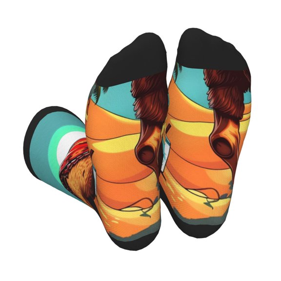 Rocae Cool Camel Oasis Vibes for Adult Socks Casual Athletic Stretchy Loose Socks for Women Men Non-Slip Middle Tube Socks