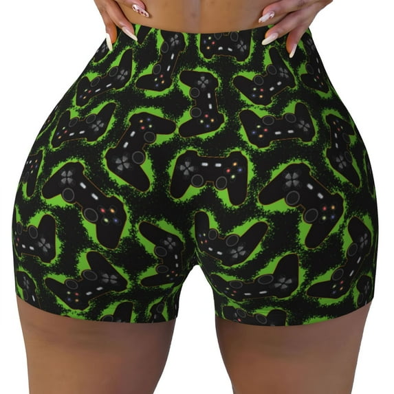 Rocae Cool Gamepad for Women's Quick-Dry Running Shorts,Ladies Active Athletic Apparel Yoga Workout Gym Running Volleyball Spandex Shorts Large