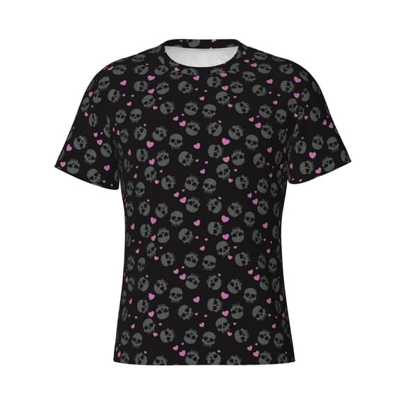 Rocae Cool Skull Love for Men's Moisture-Wicking Crew Tee - T-Shirt for Sports, Outdoor Activities, and Casual WearXX-Large