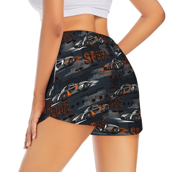 Rocae Cool Sports Car for Women's Athletic Shorts Quick Dry Workout Hiking Shorts With Pockets for Running, Yoga, Gym, Sports Medium