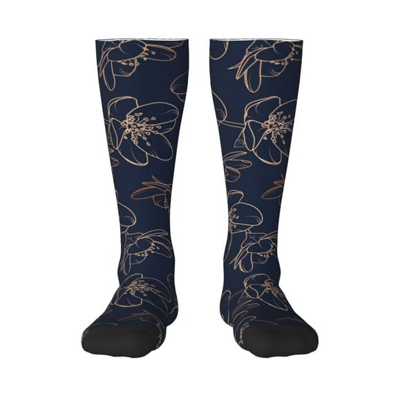 Rocae Copper-Gold Gloss Outline Cherry for Novelty Casual compression Socks For Women Men Contrast Color Stockings