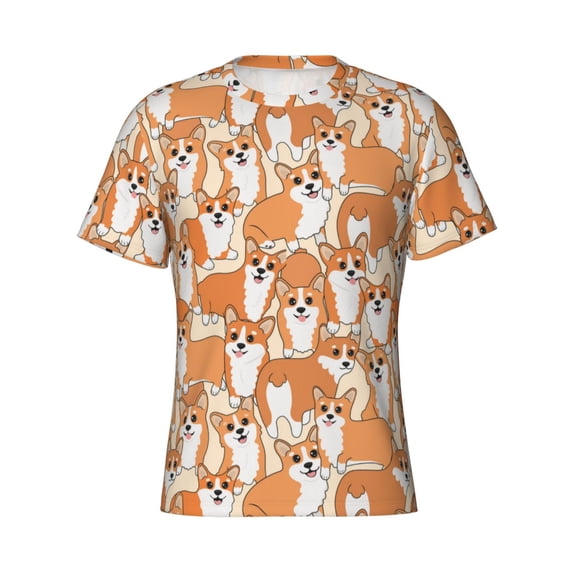 Rocae Corgi Animal for Men's Moisture-Wicking Crew Tee - T-Shirt for Sports, Outdoor Activities, and Casual WearSmall