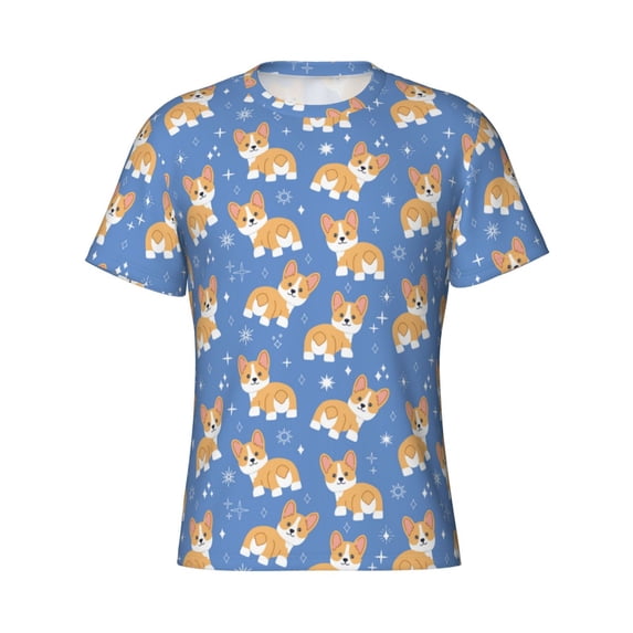 Rocae Corgi for Men's Moisture-Wicking Crew Tee - T-Shirt for Sports, Outdoor Activities, and Casual WearSmall