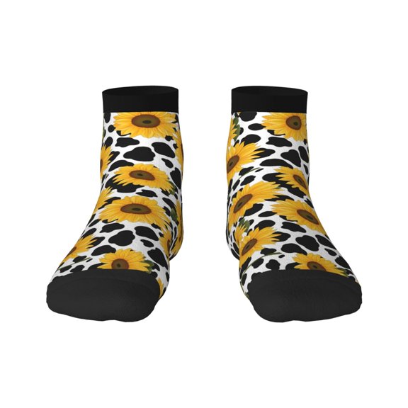 Rocae Cow Print Sunflower for Premium Adult Socks,Comfortable, Breathable, and Durable Socks, Perfect for Everyday Wear