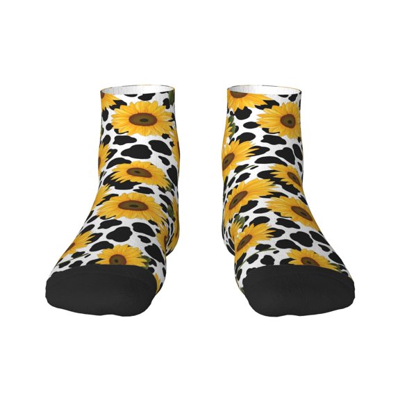 Rocae Cow Print Sunflower for Premium Adult Socks,Comfortable, Breathable, and Durable Socks, Perfect for Everyday Wear