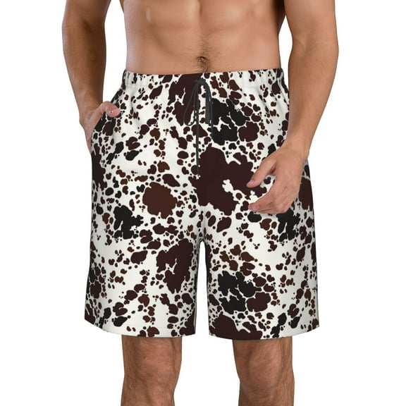 Rocae Cow Skin for Men's Beach Shorts Casual Elastic Waist Drawstring Summer Beach Shorts,S-3XL-Small