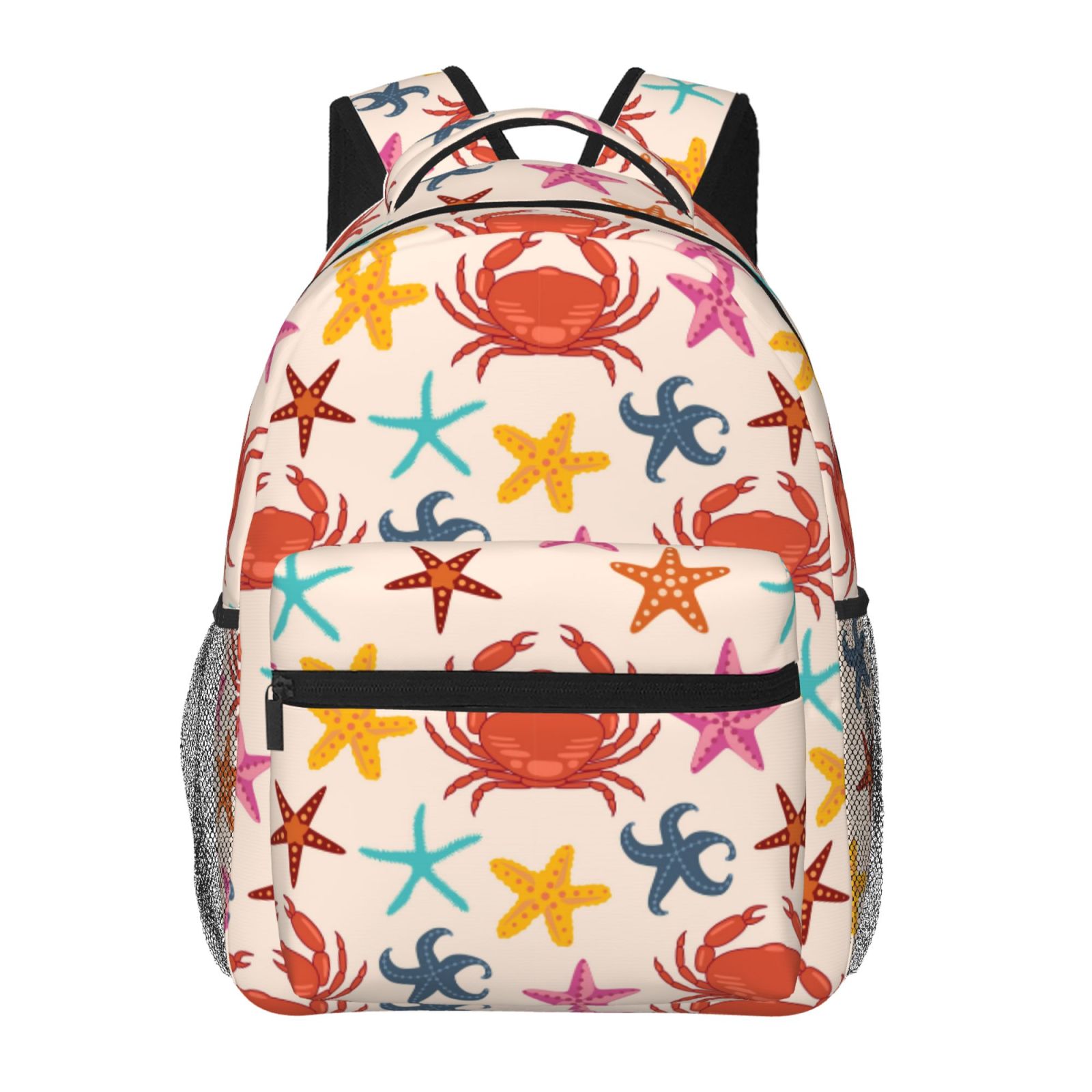 Rocae Crabs And Seastars Print Lightweight Casual Backpack Travel