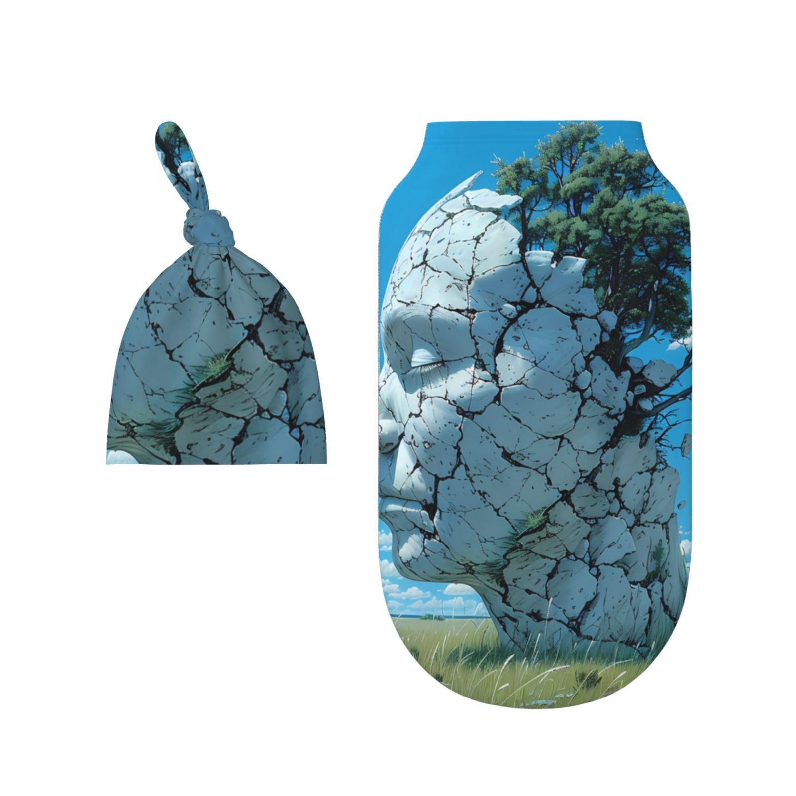 Rocae Cracked Earth Head Tree for Baby Swaddle Blanket with Hats Set