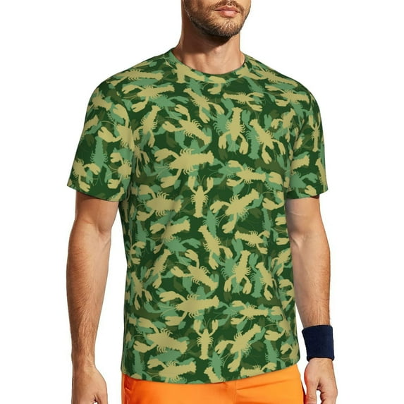 Rocae Crayfish Army for Men's Mesh Quick-Dry Short Sleeve Workout T-Shirt,Mens Crew Neck Tee Lightweight Soft Classic T Shirts Large