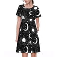 thumbnail image 1 of Rocae Crescent and Stars for Dresses Summer Casual Ruffle Short Sleeve Cute Crew Neck Flowy Dress with Pockets, 1 of 6