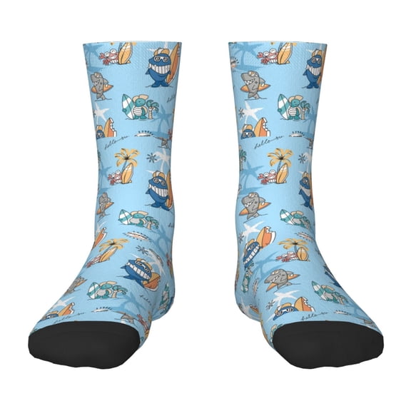Rocae Cute Animals Surfers for Girls Boys Crew Socks,Children's Socks, Kids Socks, Toddler Socks: Daily Wear with Kids School Uniform