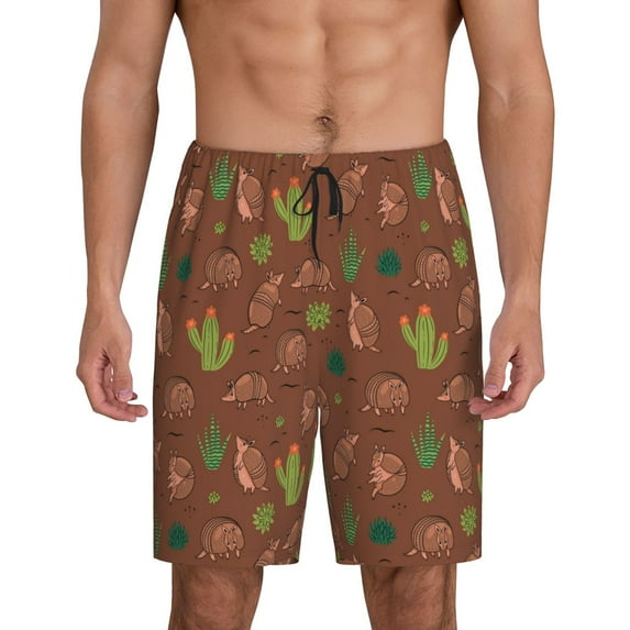 Rocae Cute Armadillos for Men's Soft Sleep Pajama Shorts, Waistband and Pockets-Medium