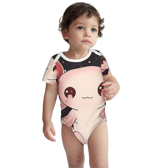 Rocae Cute Axolotl Sakura Blossoms for Baby Cotton Short-Sleeve Bodysuits for Unisex Onesies Bodysuit-18 Months