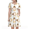 thumbnail image 1 of Rocae Cute Bee Gnome for Dresses Summer Casual Ruffle Short Sleeve Cute Crew Neck Flowy Dress with Pockets, 1 of 6