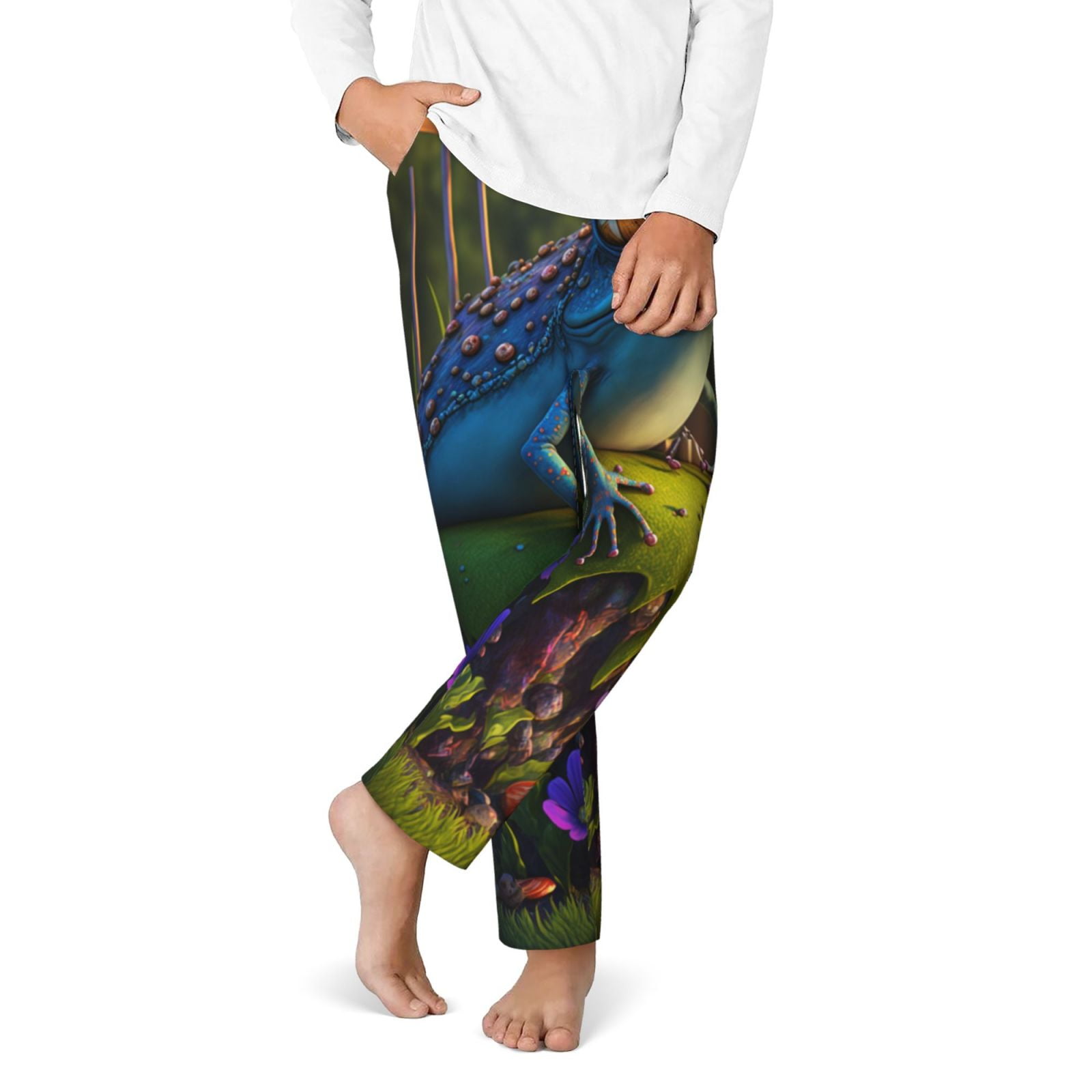 Rocae Cute Blue Frog for Teenagers' Pajama Pants,Girls lounge pants ...