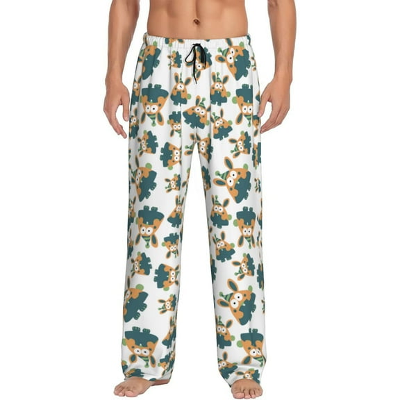 Rocae Cute Bunny Mens Pajama Pants Pj Pants Mens Lounge Pants-Large