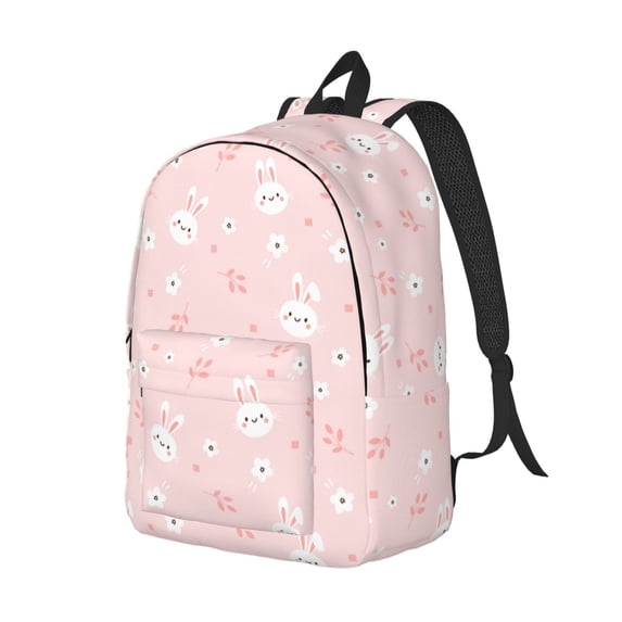Rocae Cute Bunny for Durable Canvas Backpack Leisure Large Bag Travel Rucksack Multi-function Backpack Small