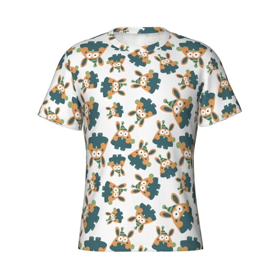 Rocae Cute Bunny for Men's Moisture-Wicking Crew Tee - T-Shirt for Sports, Outdoor Activities, and Casual Wear