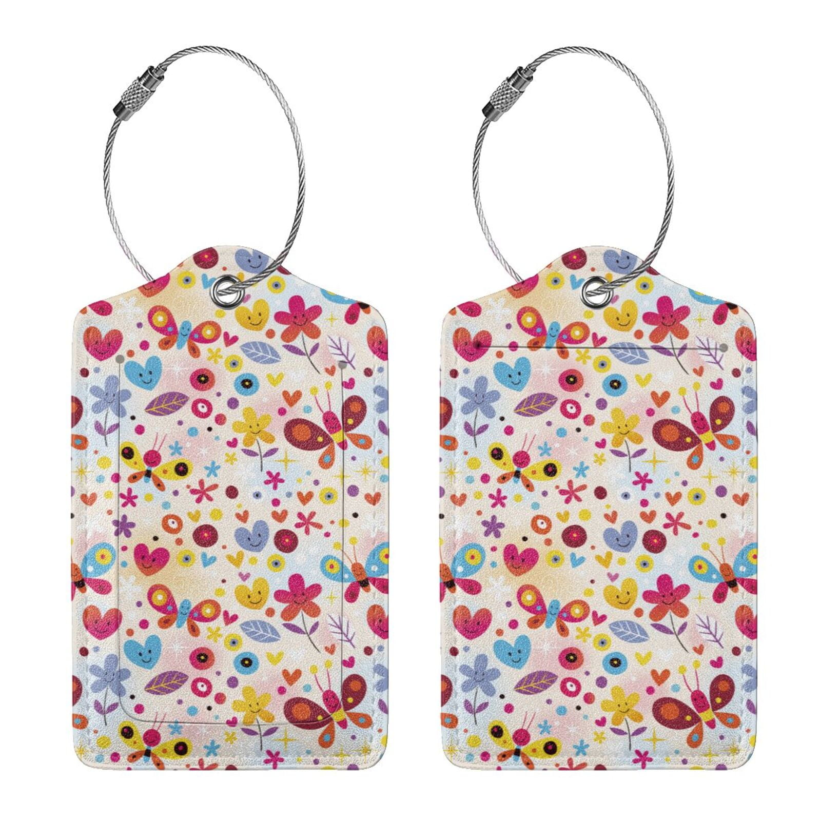 Rocae Cute Butterfly Flowers for Leather Luggage Baggage Tags ID Label ...